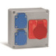 I-06204-1 CAJA MONTADA (2 BASES 2P+T 16A + BASE 3P+T 16A)