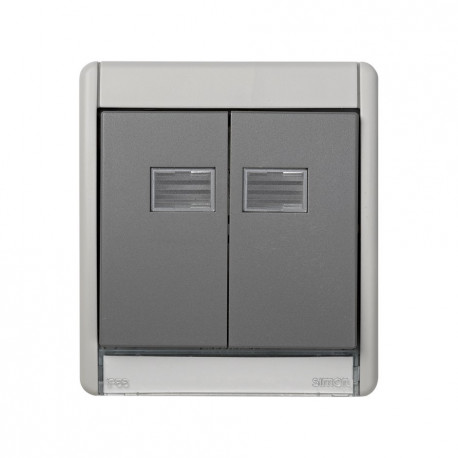 4400026-035 MARCO CON TECLA DOBLE GRIS S.4