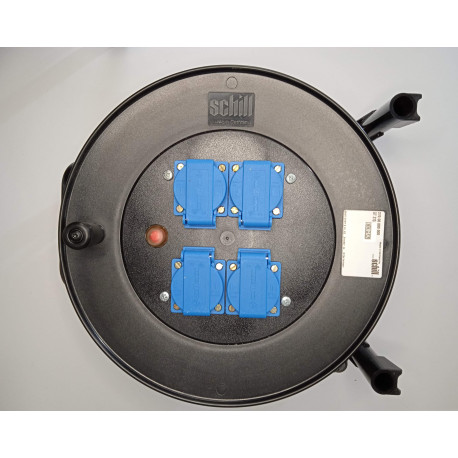 GT310.TS4 CARRETE COMA CON 25 MTS DE CABLE 3X2,5+4 TOMAS CON TAPA Y CLAVIJA SCHUKO DE 1P+N+T 220V 10A