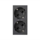 50010432-038 BASE DOBLE SCHUKO POR CORTE CON LED GRIS