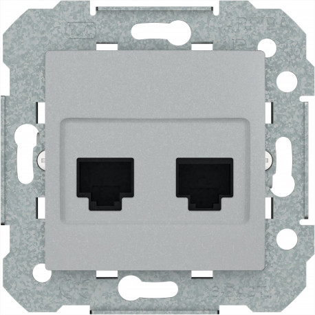 23586-2PL TOMA DOBLE RJ45 CAT6,VIVA,PLATA