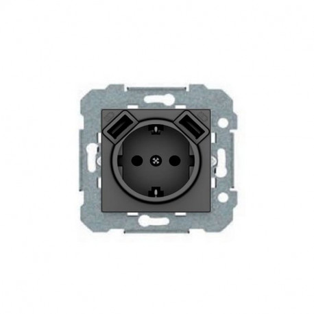 23526-USB-GL SCHUKO,+ DOBLE CARGADOR USB GRIS LAVA