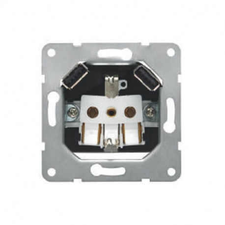 18524-USB BASE ENCHUFE II+TT LAT. SEGURIDAD+ 2 USB CARGADOR 2,4A