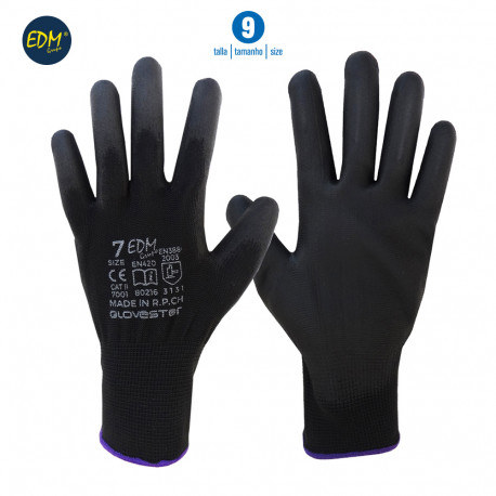 80218 GUANTES TALLA 9 DE POLIESTER SIN COSTURAS Y CON RECUBRIMIENTO DE POLIURETANO 80218