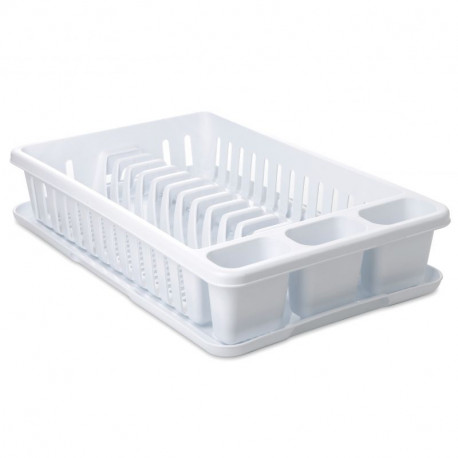 1127001 ESCURREPLATOS CON BANDEJA PLASTICO BLANCO